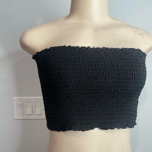 Black Smocked Tube Top
